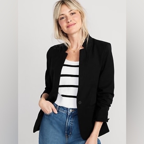 Old Navy Women's Pixie Blazer Black Jack L Tall Single-Breasted Workwear Jacket - Picture 1 of 14